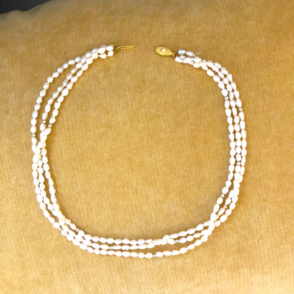 Seed pearl multi strand necklace